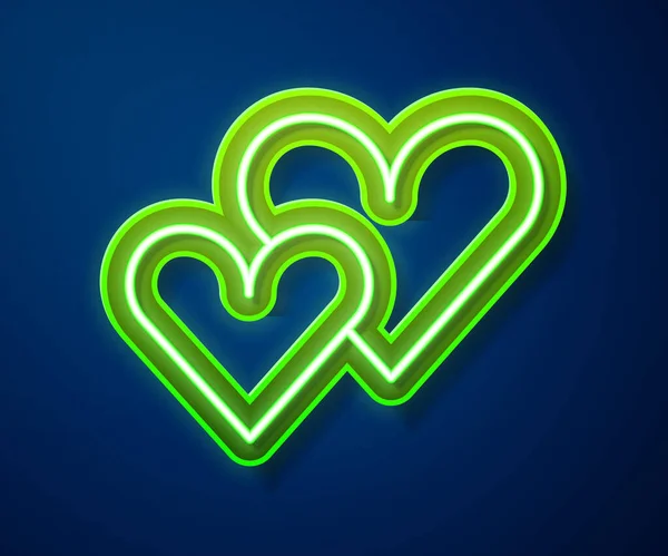 Linea Neon Luminosa Icona Del Cuore Isolata Sfondo Blu Simbolo — Vettoriale Stock