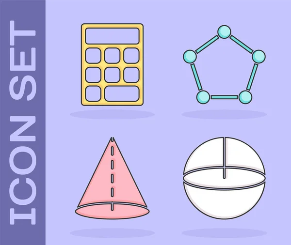 Set Geometric Figure Sphere Calculator Geometric Figure Cone Geometric Figure — Stock Vector