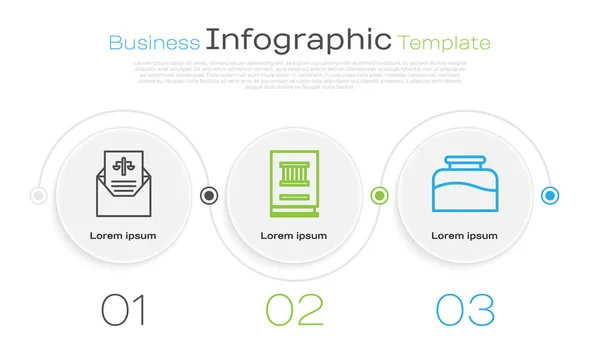 Definir Linha Intimação Livro Direito Inkwell Modelo Infográfico Negócios Vetor — Vetor de Stock