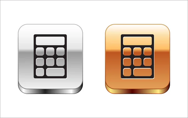 Icono Calculadora Negra Aislado Sobre Fondo Blanco Símbolo Contable Cálculos — Archivo Imágenes Vectoriales
