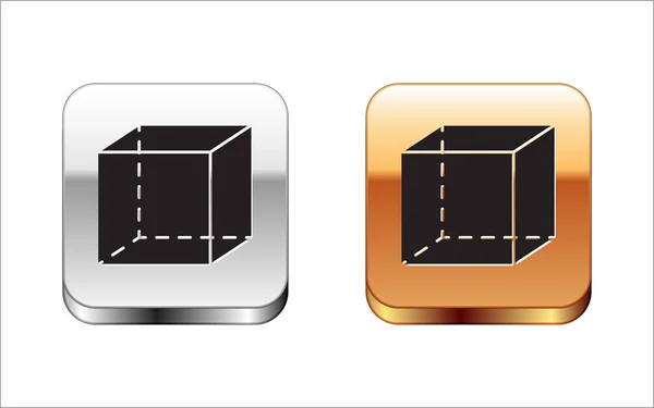 Figura Geométrica Negra Icono Cubo Aislado Sobre Fondo Blanco Forma — Archivo Imágenes Vectoriales