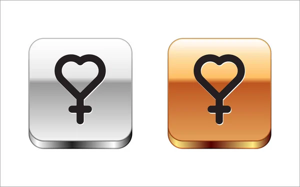 Zwarte Vrouwelijke Gender Symbool Pictogram Geïsoleerd Witte Achtergrond Symbool Venus — Stockvector