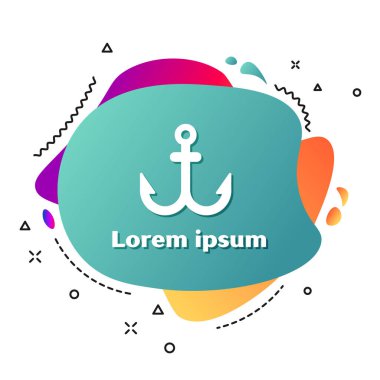 Beyaz Anchor simgesi beyaz arkaplanda izole edildi. Sıvı şekilli soyut pankart. Vektör İllüstrasyonu