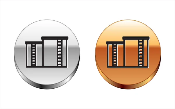 Schwarze Linie Ikone Des Industriegebäudes Für Und Gas Isoliert Auf — Stockvektor