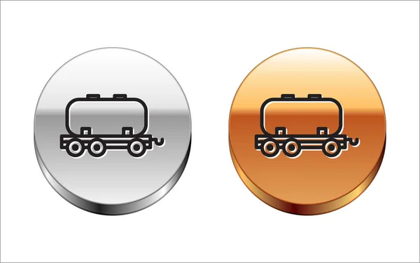 Schwarze Linie Eisenbahn Zisterne Symbol Isoliert Auf Weißem Hintergrund Zug — Stockvektor