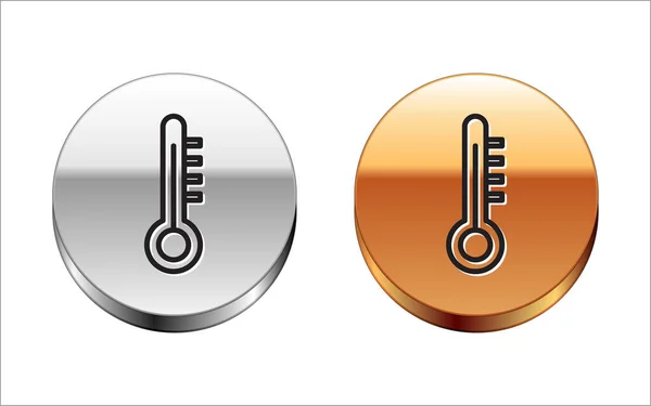 Black Line Meteorology Thermometer Measuring Icon Isolated White Background Thermometer — Stock Vector