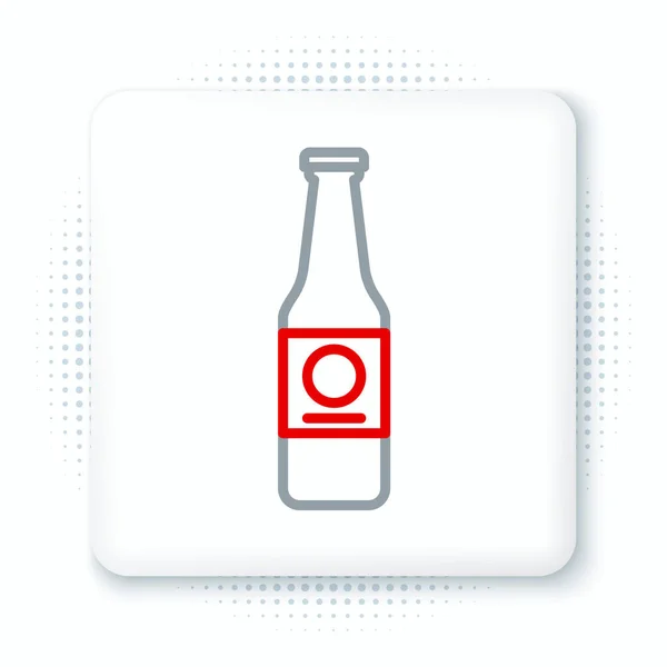 Line Bier Fles Pictogram Geïsoleerd Witte Achtergrond Kleurrijk Concept Vector — Stockvector