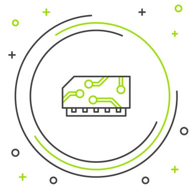 Çizgi RAM, beyaz arkaplanda izole edilmiş rastgele erişim bellek simgesi. Renkli taslak konsepti. Vektör