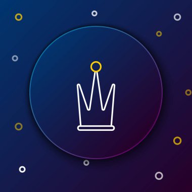 Crown çizgi simgesi mavi arkaplanda izole edildi. Renkli taslak konsepti. Vektör
