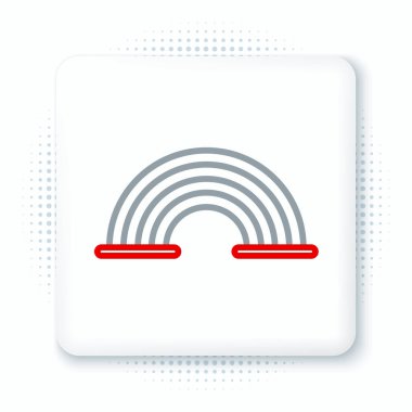 Bulut simgesi beyaz arkaplanda izole edilmiş çizgi gökkuşağı. Renkli taslak konsepti. Vektör