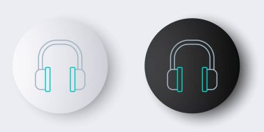 Gri arkaplanda hat kulaklığı simgesi izole edildi. Kulaklık işareti. Müzik, hizmet, iletişim ve operatör konsepti. Renkli taslak konsepti. Vektör