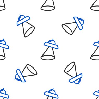 UFO uçan uzay gemisi simgesi beyaz arka planda izole edilmiş. Uçan daire. Uzaylı uzay gemisi. Gelecekteki bilinmeyen uçan nesne. Renkli taslak konsepti. Vektör