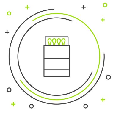 Satır Açık kibrit kutusu ve beyaz arkaplanda izole edilmiş simge eşleşmesi. Renkli taslak konsepti. Vektör