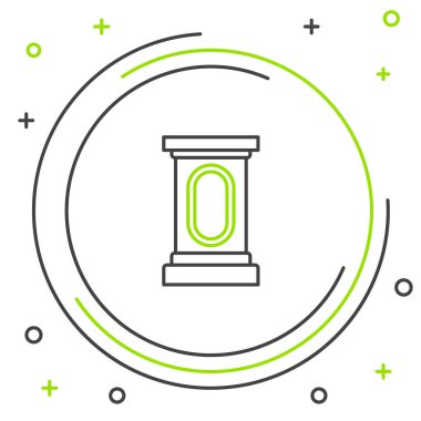 Çizgi Sahnesi veya tartışma kürsüsü simgesi beyaz arka planda izole edildi. Konferans konuşma tribünü. Renkli taslak konsepti. Vektör