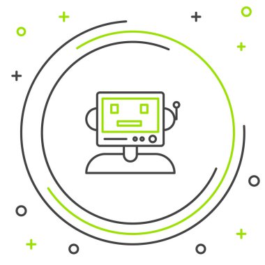 Çizgi Robotu simgesi beyaz arkaplanda izole edildi. Renkli taslak konsepti. Vektör