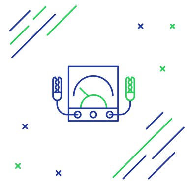 Çizgi Ampere ölçer, çoklu metre, voltmetre simgesi beyaz arkaplanda izole edildi. Elektrik akımını ölçmek için araçlar. Renkli taslak konsepti. Vektör