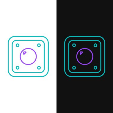 Elektrik düğmesi simgesi beyaz ve siyah arkaplanda izole edildi. Açık ve kapalı simgesi. Loş ışık düğmesi işareti. Enerji tasarrufu kavramı. Renkli taslak konsepti. Vektör