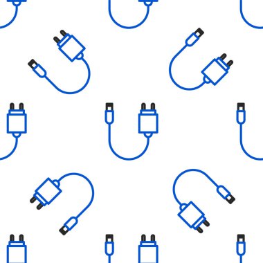 Çizgi Şarj simgesi beyaz arkaplandaki kusursuz deseni izole etti. Renkli taslak konsepti. Vektör