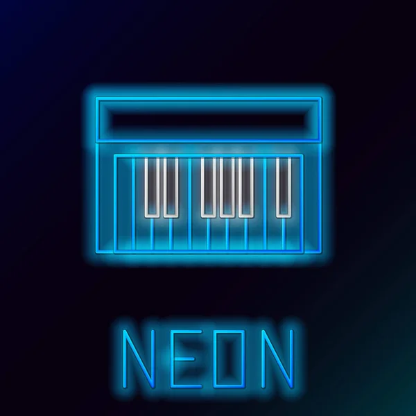 Glowing Neon Line Music Synthesizer Icon Isolated Black Background Electronic — Stock Vector