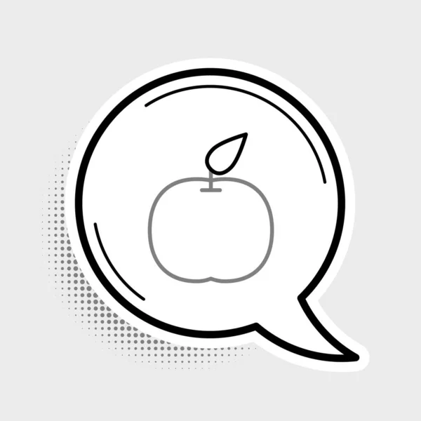 在灰色背景下孤立的线苹果图标 带有叶子符号的水果 五彩缤纷的概念 — 图库矢量图片