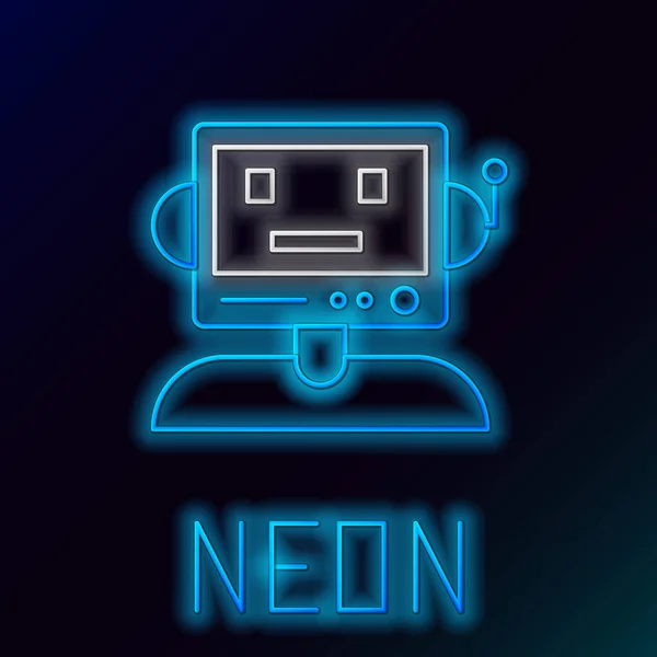 Zářící Neonová Čára Ikona Robota Izolovaná Černém Pozadí Barevný Koncept — Stockový vektor