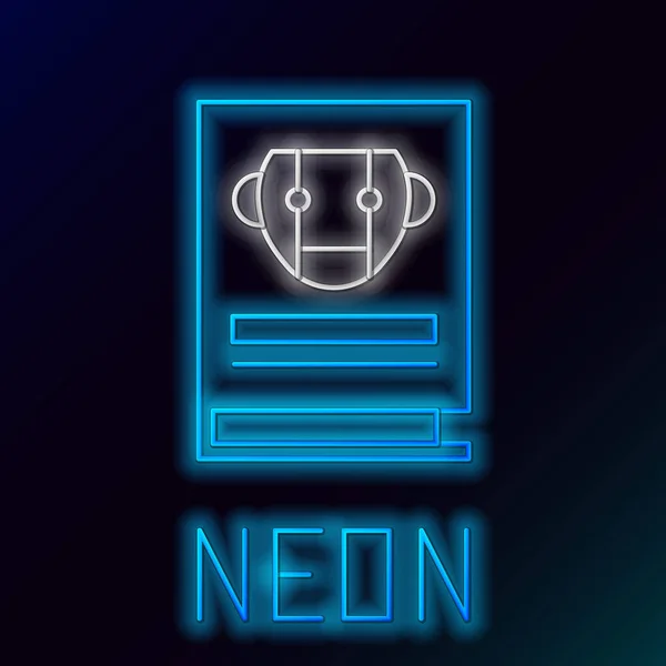 Linea Neon Luminosa Icona Manuale Utente Isolata Sfondo Nero Guida — Vettoriale Stock
