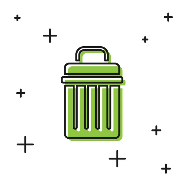 Black Trash Can Icon Isolated White Background Garbage Bin Sign — Stock Vector