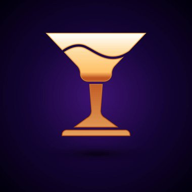 Siyah arkaplanda altın kokteyl ikonu izole edildi. Vektör