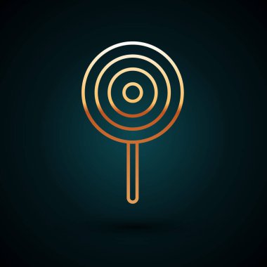 Lollipop simgesi koyu mavi arkaplanda izole edilmiş. Şeker işareti. Yemek, lezzetli bir sembol. Vektör