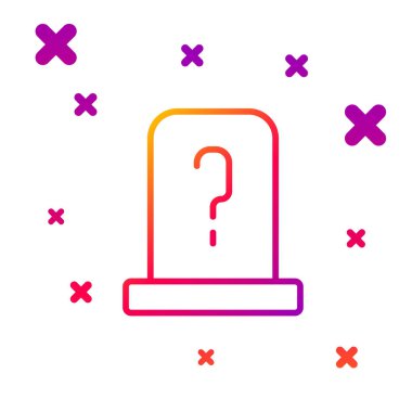 Mezar taşı simgesi beyaz arkaplanda izole edilmiş renk çizgisi Grave. Kademeli rastgele dinamik şekiller. Vektör