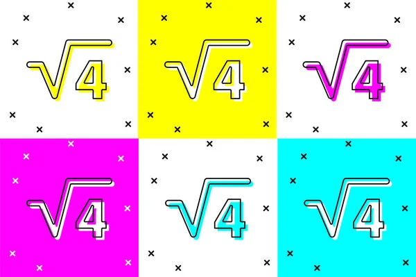 Установите Квадратный Корень Иконок Глифы Изолированных Цветном Фоне Математическое Выражение — стоковый вектор
