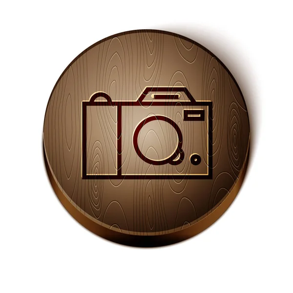 Brown Line Photo Camera Icon Isolated White Background Foto Camera — Stock Vector
