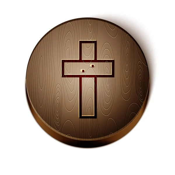 Икона Христианского Креста Коричневого Цвета Белом Фоне Церковный Крест Кнопка — стоковый вектор