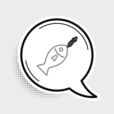 Oltadaki Balık Hattı gri arka planda izole edildi. Renkli taslak konsepti. Vektör