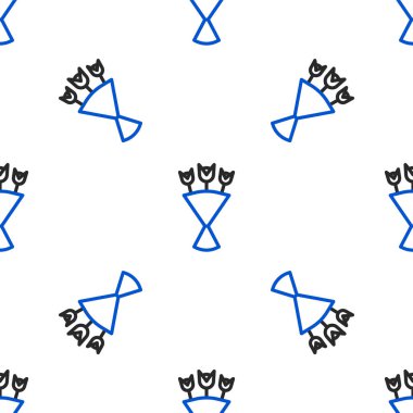 Çiçek buketi ikonu beyaz arka planda izole edilmiş kusursuz desen. Renkli taslak konsepti. Vektör