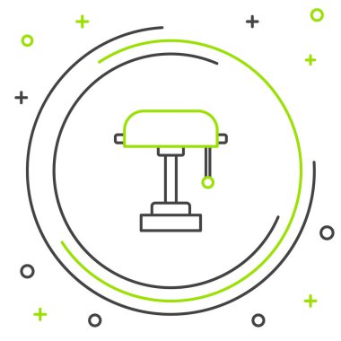 Çizgi Masa Lambası simgesi beyaz arkaplanda izole edildi. Renkli taslak konsepti. Vektör