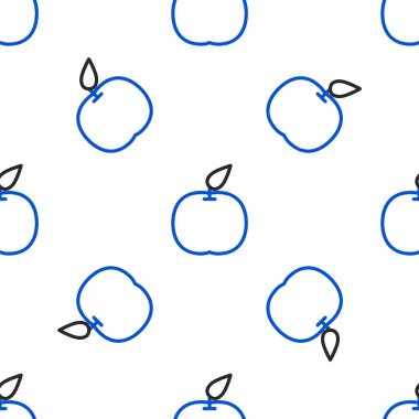 Apple çizgi simgesi beyaz arkaplanda izole edilmiş kusursuz desen. Yaprak sembollü meyve. Renkli taslak konsepti. Vektör