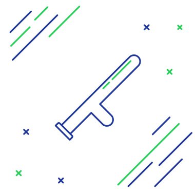 Çizgi polisi plastik cop ikonu beyaz arka planda izole edildi. Kauçuk copu. Polis yarasası. Polis ekipmanları. Renkli taslak konsepti. Vektör