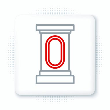 Çizgi Sahnesi veya tartışma kürsüsü simgesi beyaz arka planda izole edildi. Konferans konuşma tribünü. Renkli taslak konsepti. Vektör