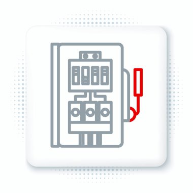 Beyaz arkaplanda elektrik paneli simgesi izole edildi. Renkli taslak konsepti. Vektör