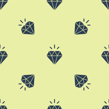 Mavi Elmas simgesi sarı arka planda kusursuz desen izole etti. Mücevher sembolü. Mücevher taşı. Vektör
