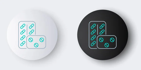 Line Pills Blisterverpackungssymbol Isoliert Auf Grauem Hintergrund Medikamentenpaket Für Tabletten — Stockvektor