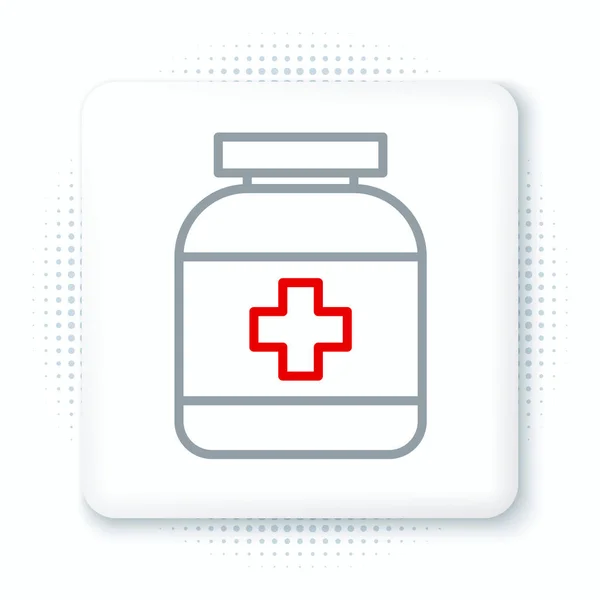 Line Medicine Bottle Icon Isolated White Background Bottle Pill Sign — Stock Vector