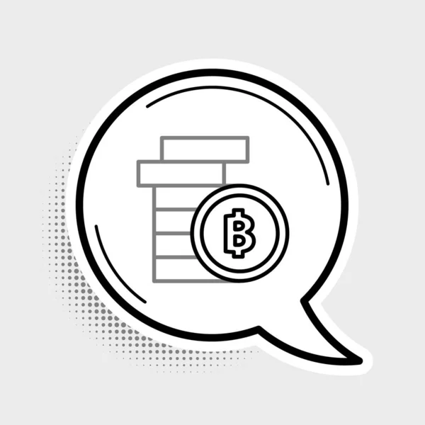 Zeile Kryptowährungsmünze Bitcoin Symbol Isoliert Auf Grauem Hintergrund Physische Bitcoin — Stockvektor