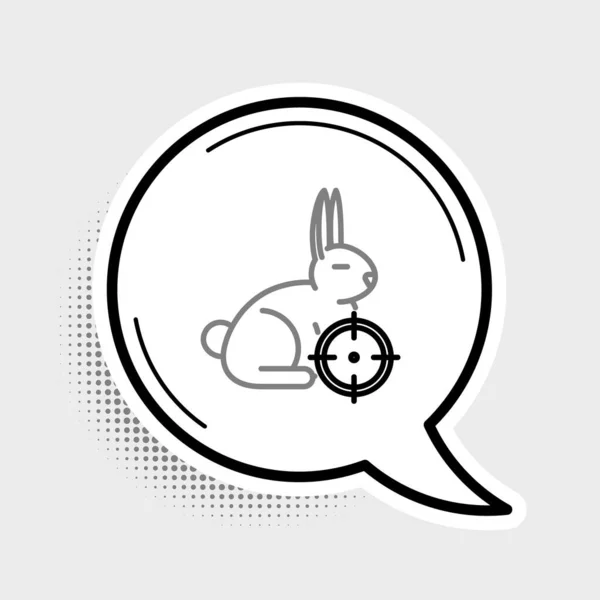 Line Hunt Rabbit Crosshairs Icon Isolated Grey Background Hunting Club — Stock Vector