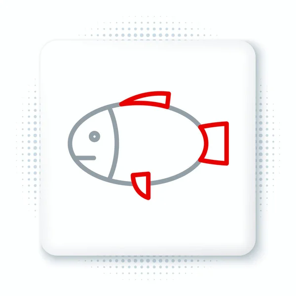 Línea Icono Pescado Aislado Sobre Fondo Blanco Concepto Esquema Colorido — Vector de stock