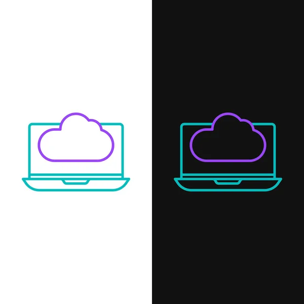 Line Cloud Technology Data Transfer Storage Icon Isolated White Black — Stock Vector