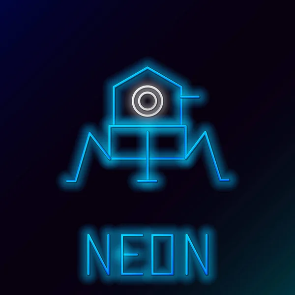 Linea Neon Incandescente Icona Del Rover Marte Isolato Sfondo Nero — Vettoriale Stock