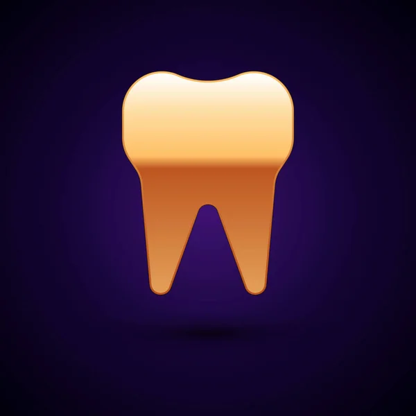 Złota Ikona Zęba Odizolowana Czarnym Tle Symbol Zęba Dla Kliniki — Wektor stockowy