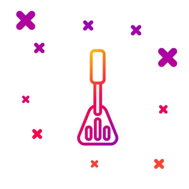 Beyaz arkaplanda izole edilmiş renk çizgisi Spatula simgesi. Mutfak spatula ikonu. Barbekü spatula işareti. Barbekü ve ızgara aleti. Kademeli rastgele dinamik şekiller. Vektör